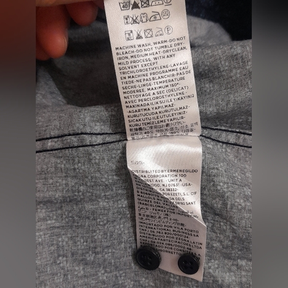 Z Zegna - Mens Floral Casual Button Down Shirt - Blue - 15 3/4 - Picture 9 of 10